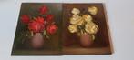 2 zeer kleine bloemen stillevens op paneel, Antiek en Kunst, Kunst | Schilderijen | Klassiek, Ophalen of Verzenden