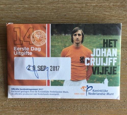 Johan Cruijff Vijfje / Unc in Coincard Eerste Dag uitgifte, Postzegels en Munten, Munten | Nederland, Euro's, Koningin Beatrix