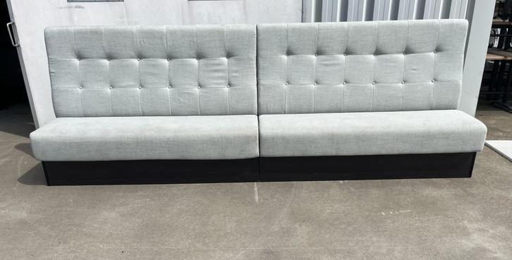 1 stuks horeca restaurant bank wandbank blauw stof 350 cm, Huis en Inrichting, Stoelen, Zo goed als nieuw, Eén, Hout, Stof, Blauw