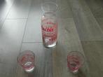 Karaf + 2 waterglazen (rood), Glas, Glas of Glazen, Ophalen of Verzenden, Effen