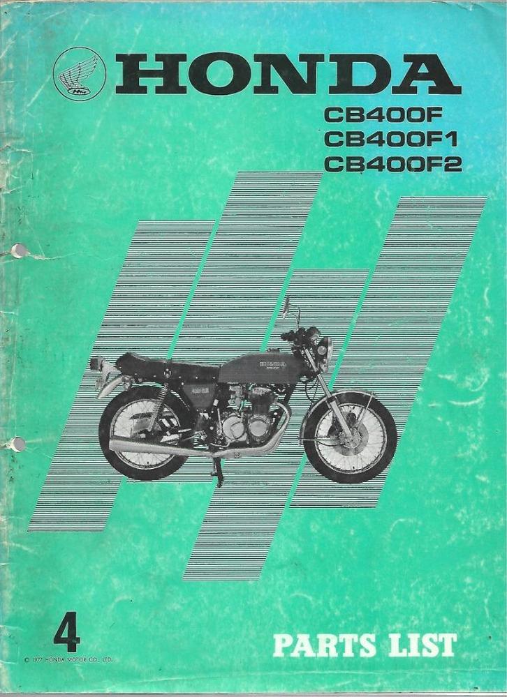 Honda CB400 F CB400 F1 CB400 F2 Parts List onderdelenboek, Motoren, Handleidingen en Instructieboekjes, Honda, Ophalen of Verzenden