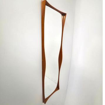 Vintage Deens design spiegel jaren 60 teak hout mid century beschikbaar voor biedingen