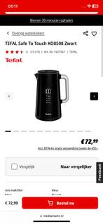 Tefal Safe To Touch waterkoker KO8508, Witgoed en Apparatuur, Waterkokers, Nieuw, 1 tot 2 liter, Ophalen of Verzenden, Draadloos