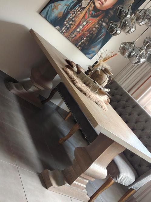 Massieve vol eiken kloostertafel zo goed als nieuw, Huis en Inrichting, Tafels | Eettafels, Zo goed als nieuw, 200 cm of meer