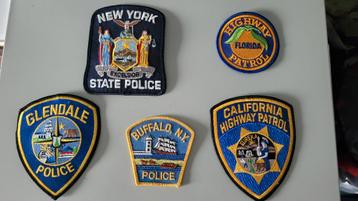 5 verschillende Amerikaanse politie patches. beschikbaar voor biedingen