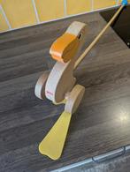 Houten Goki Pelikaan Stokrollel, Ophalen of Verzenden, Zo goed als nieuw, Duw- of Trekspeelgoed