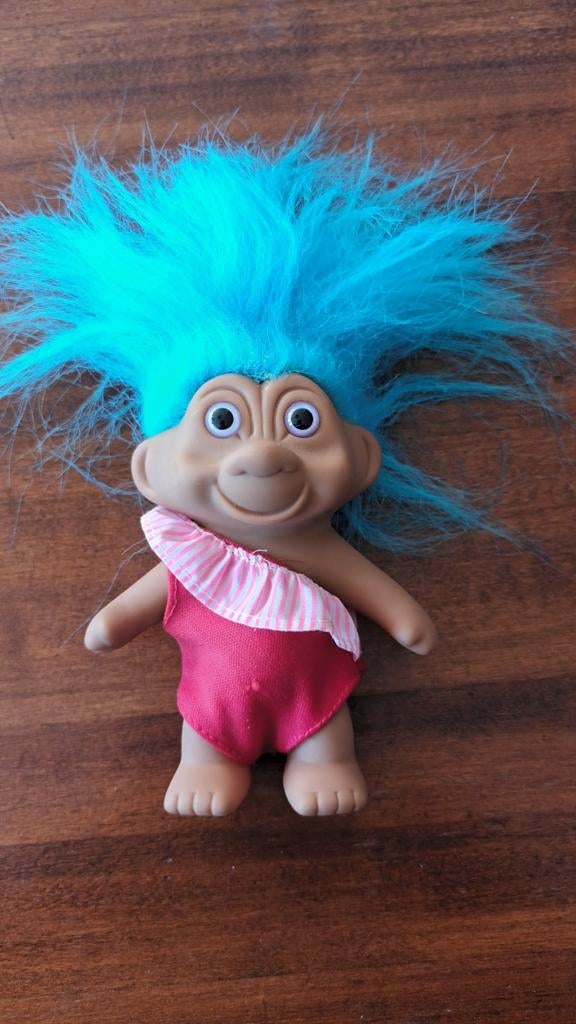 Vintage Troll Pop met Blauw Haar, Ophalen of Verzenden, Gebruikt, Overige typen