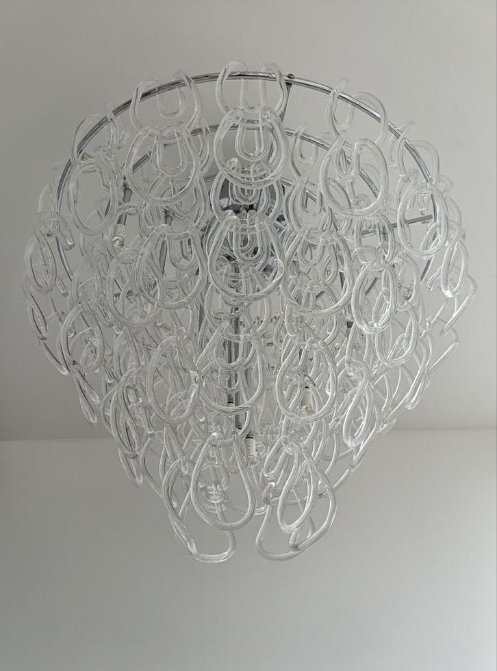 Design kroonluchter, Huis en Inrichting, Lampen | Kroonluchters, Zo goed als nieuw, Glas, Metaal, Ophalen