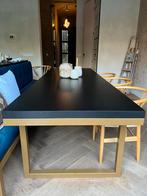 Zwarte Eetkamertafel met Stalen Onderstel, Ophalen, 200 cm of meer, 50 tot 100 cm, Zo goed als nieuw
