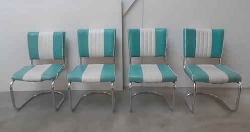 4 Retro Amerikaanse jaren '50 stoelen (SET), Huis en Inrichting, Stoelen, Gebruikt, Vier, Kunststof, Metaal, Overige kleuren, Ophalen