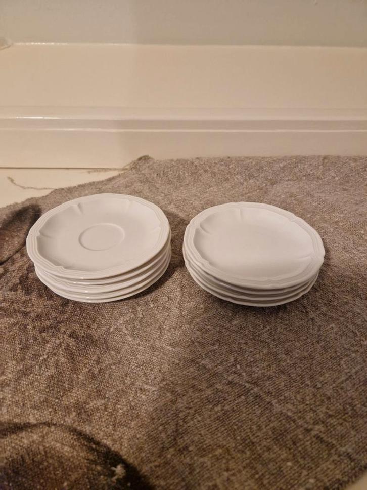 zgan 5 espresso schoteltjes Villeroy & Boch Maboir Vitro, Huis en Inrichting, Keuken | Servies, Zo goed als nieuw, Kop(pen) en/of Schotel(s)