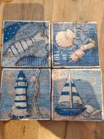 Onderzetters Strandmotief Hout - 9x9 cm, Ophalen of Verzenden, Nieuw, Glas of Kopje