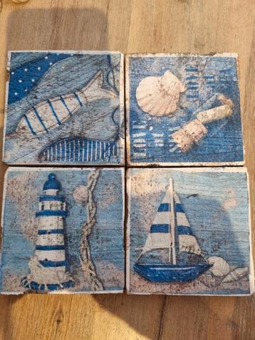 Onderzetters Strandmotief Hout - 9x9 cm beschikbaar voor biedingen