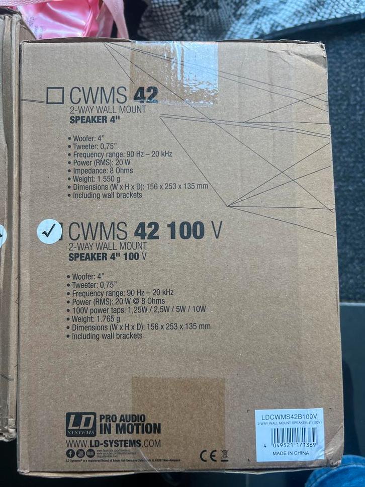 4x LD Systems CWMS 42 100V Speakers, Audio, Tv en Foto, Luidsprekers, Nieuw, Overige typen, 120 watt of meer, Overige merken, Ophalen of Verzenden