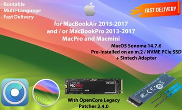 macOS Sonoma 14.7.6 Voor-Geïnstalleerde m.2 SSD + Adapter beschikbaar voor biedingen