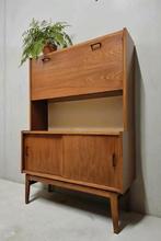 Vintage teak midcentury highboard secretaire Deense kast, Ophalen of Verzenden