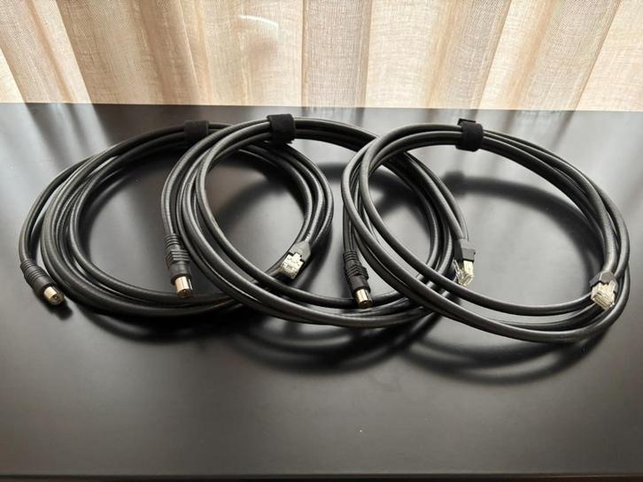3x TV Ethernetkabel (RG 6/U) 3m - RJ45/Cinch Male, Audio, Tv en Foto, Audiokabels en Televisiekabels, Zo goed als nieuw, Coaxiale kabel