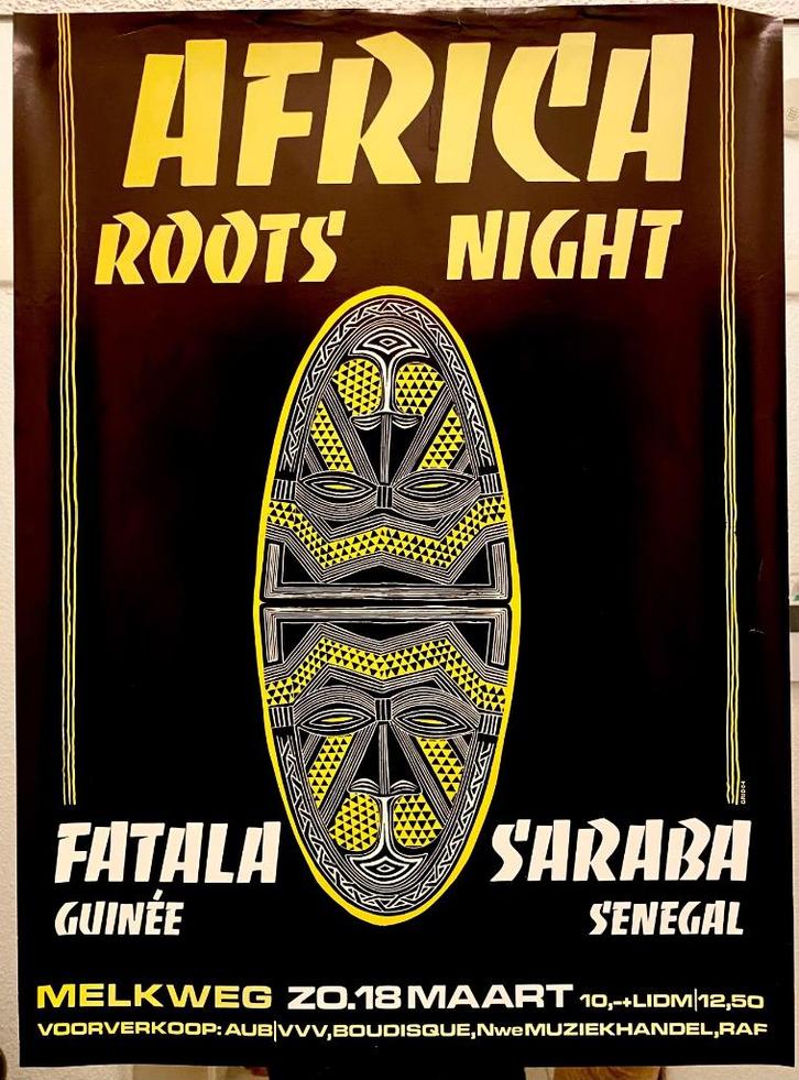 African Roots 80 er jaren Paradiso Melkweg 11 posters, Verzamelen, Muziek, Artiesten en Beroemdheden, Gebruikt, Poster, Artwork of Schilderij