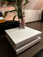 Draaibare hoogglans witte salontafel, Ophalen, 50 tot 100 cm, Vierkant, 50 tot 100 cm