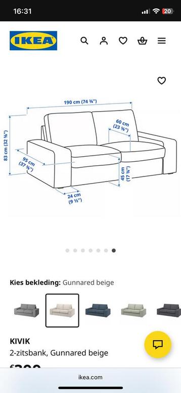 Mooie IKEA KIVIK 2-zitsbank – Gunnared beige - afbeelding 4