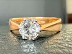 18 karaat gouden ring 1 natuurlijke diamant van 0.58ct! 17mm, Ophalen of Verzenden, 17 tot 18, Met edelsteen, Dame