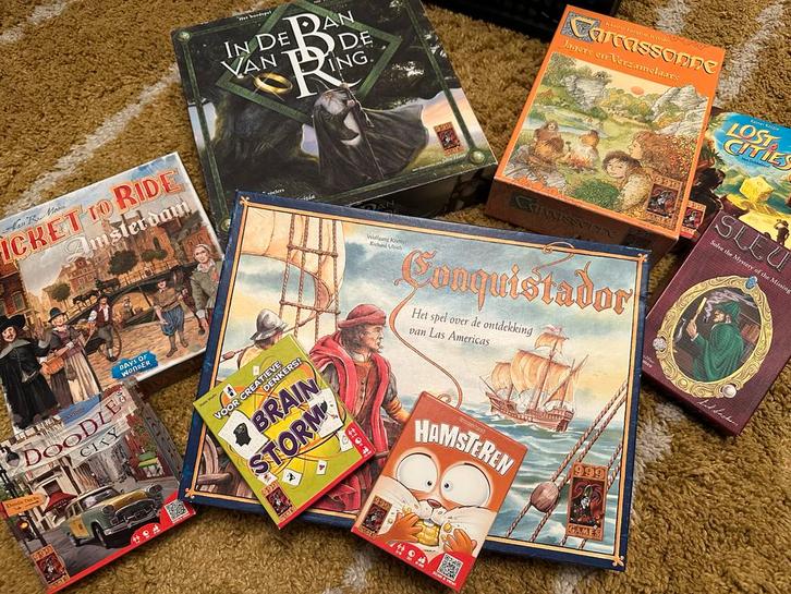 9 Bordspellen: Ticket to Ride, Carcassonne, en meer!, Hobby en Vrije tijd, Gezelschapsspellen | Bordspellen, Zo goed als nieuw