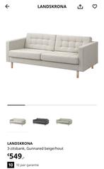 Nette bank gunnared beige/hout, Gebruikt, Tweepersoons, Ophalen of Verzenden, Rechte bank