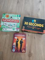 Monopoly, 30 Seconds & Codenames  totaal voor €45,-, Hobby en Vrije tijd, Gezelschapsspellen | Bordspellen, Vijf spelers of meer