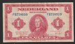 1 gld 1943 FB 758010 (wilhelmina) aardig mooi exemplaar, Ophalen of Verzenden, 1 gulden