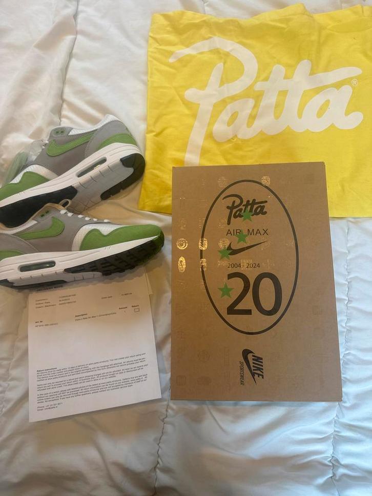 44,5 Patta Air Max 1 Chlorophyll 20th Anniversary - Nieuw!, Kleding | Heren, Schoenen, Nieuw, Sneakers of Gympen, Overige kleuren