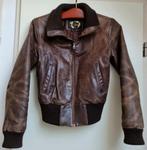 Jack jas leer vintage bruin maat S  kort pilotenjack stoer, Ophalen, Gedragen, Maat 36 (S), Bruin