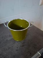 Groene metalen potje met handgrepen, Ophalen, Gebruikt, IJzer, Met handgreep