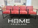 Vintage Rode Velvet Stoelen Set, Gebruikt, Vintage, Ophalen of Verzenden, Metaal