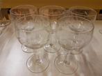 Gegraveerde wijnglazen Ei 5 stuks 11,7 x 6, Antiek en Kunst, Antiek | Glas en Kristal, Ophalen of Verzenden