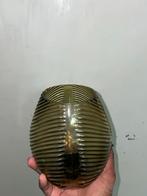 Vintage geribbelde glazen lampenkap – groen, Rond, Ophalen of Verzenden, Zo goed als nieuw, Minder dan 25 cm