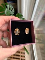 Gouden oorstekers met rutielkwarts, Sieraden, Tassen en Uiterlijk, Ophalen of Verzenden, Zo goed als nieuw