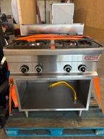 RVS 4 pits gasfornuis horeca - 80x70cm, Hoogte Instelbaar, Ophalen, Gebruikt, Gas, Vrijstaand