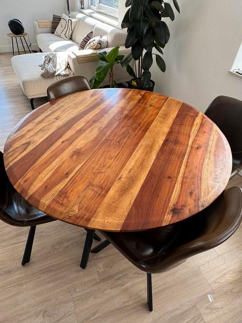 Eettafel Mimoso rond 120cm Bruin/zwart, Huis en Inrichting, Tafels | Eettafels, Zo goed als nieuw, 100 tot 150 cm, Vijf personen of meer