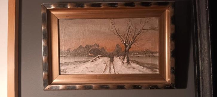 Een winters tweeluik, Art Deco lijstjes, AC Dolsman, Antiek en Kunst, Kunst | Schilderijen | Klassiek, Ophalen of Verzenden