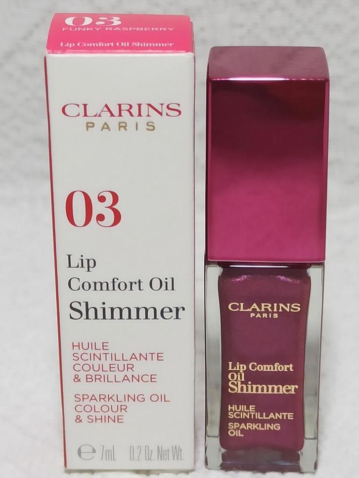 Clarins Lip Comfort Oil Shimmer 03 Funky Raspberry, Sieraden, Tassen en Uiterlijk, Uiterlijk | Cosmetica en Make-up, Nieuw, Make-up