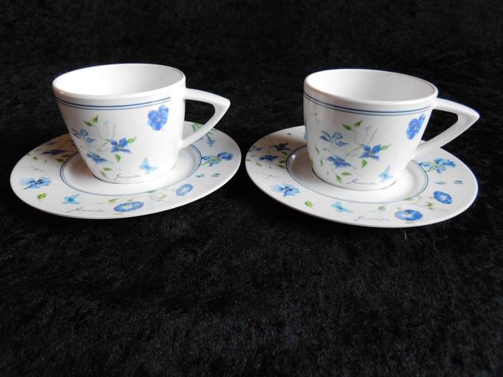 2 Janneke Brinkman Fruit & Flowers koppen en schotels Mepal, Huis en Inrichting, Keuken | Servies, Gebruikt, Kop(pen) en/of Schotel(s)