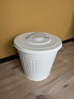 Witte opbergemmer / prullenbak met deksel, Huis en Inrichting, Emmers, Ophalen, Gebruikt, IJzer, Met deksel