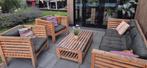 Luxe Douglas Houten Loungeset – Compleet met Bank, 2 Stoelen, Ophalen of Verzenden, Gebruikt, Hout, Bank