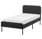 Ikea SLATTUM bedframe  90x200 zwart nepleer, Zo goed als nieuw, Minder dan 100 cm, Wasbak of Wastafel, 25 tot 50 cm
