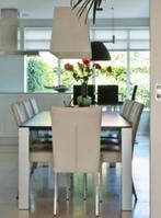 Musterring eethoek met 7 leren stoelen, Ophalen, Gebruikt, 100 tot 150 cm, Vijf personen of meer