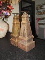 2 Kaarsenstandaards, Huis en Inrichting, Woonaccessoires | Kandelaars en Kaarsen, Gebruikt, Ophalen of Verzenden, Metaal, Kandelaar