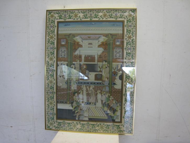 Posterdruk van traditionele Mogul schildering in mooie lijst, Antiek en Kunst, Kunst | Schilderijen | Modern