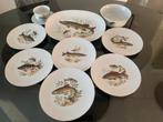 Puntgaaf 9-delig vissen servies Bareuther, Antiek en Kunst, Antiek | Servies compleet, Ophalen of Verzenden