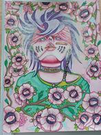 OOAK Psy-Kawaii Kunst Tekening "Smoking Sakuras", Antiek en Kunst, Kunst | Tekeningen en Foto's, Ophalen of Verzenden