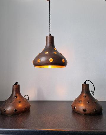 Set van 3 Nanny Stil hanglampen koper en glas Raak 1960s beschikbaar voor biedingen